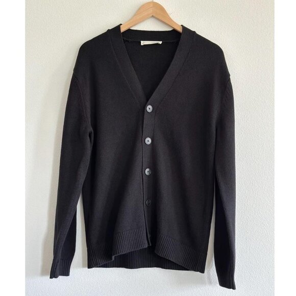 Everlane The Classic Cardigan in Everyday Cotton in Black, Size Medium - Picture 7 of 12